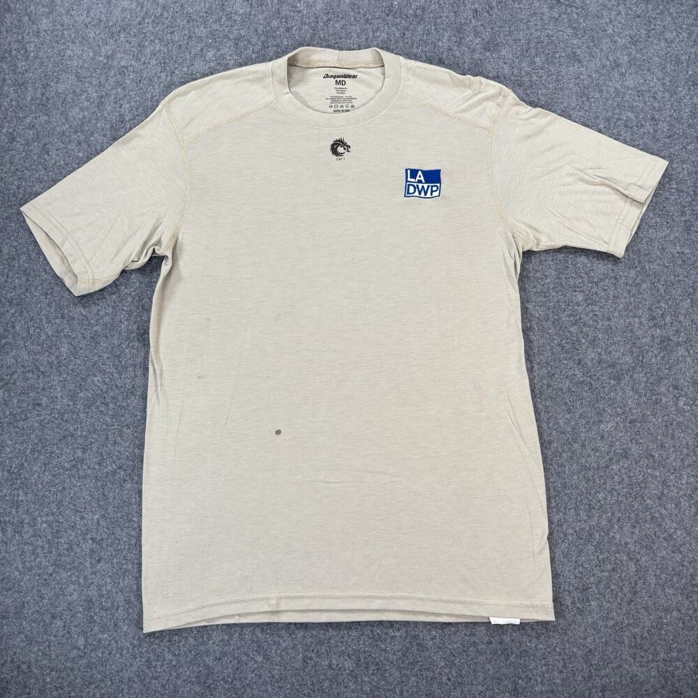 DragonWear Pro Dry FR Shirt Mens Medium Tan CAT 1 Arc Rated DFDS1272 LA DWP
